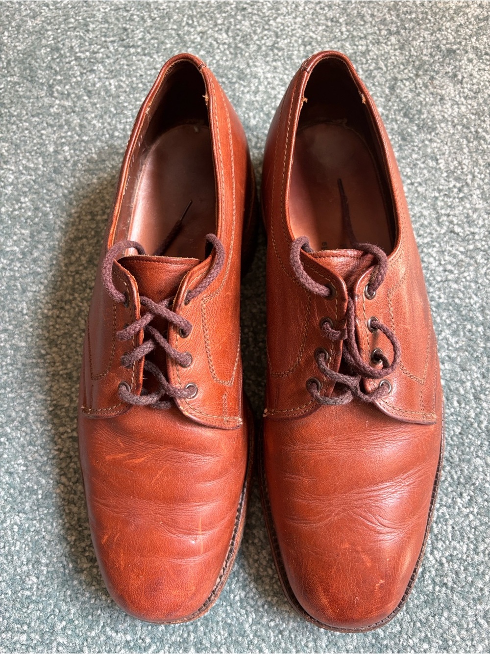 Allen Edmonds Cognac Brown Leather Derby Shoes